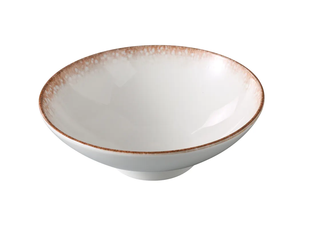 Yanco PR-509 Porto Bowl – 50 oz China 9 3/4" Dia x 3 1/8" H White & Brown, Dishwasher Safe- Dozen