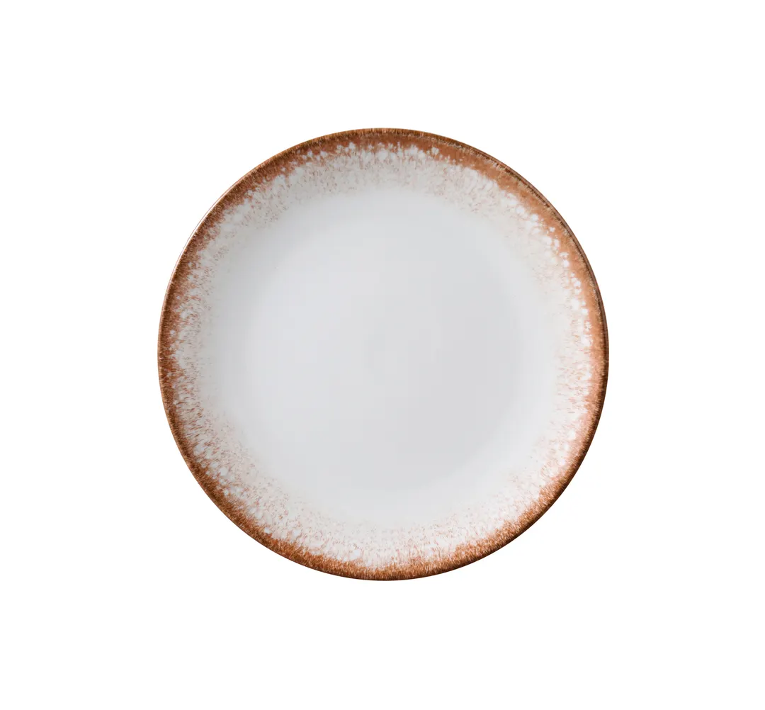 Yanco PR-706 - China Plate, 6 1/4" Dia x 3/4" H, White/Brown, Dishwasher/Microwave Safe - Dozen