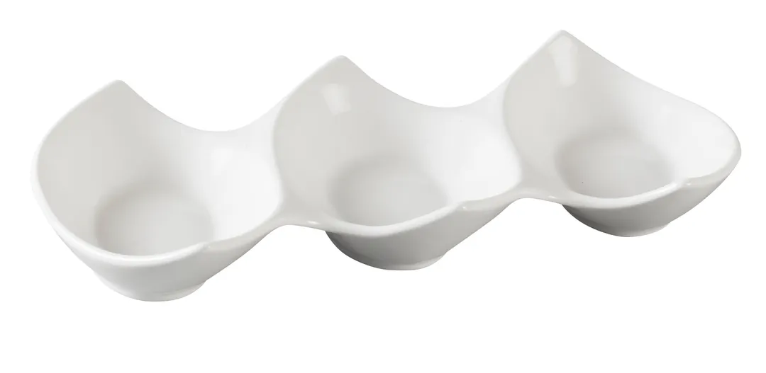 Yanco PS-2111 11" Porcelain Plate, White, Free-Form, 3-Oz. 3 Compartments, Dishwasher Safe - Dozen