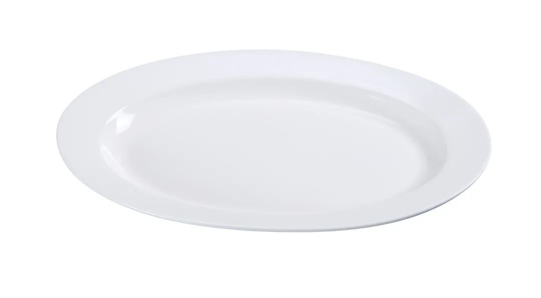 Yanco PS-41 Piscataway Oval Porcelain Platter, 14" x 9-1/2", White, Dishwasher Safe - Dozen
