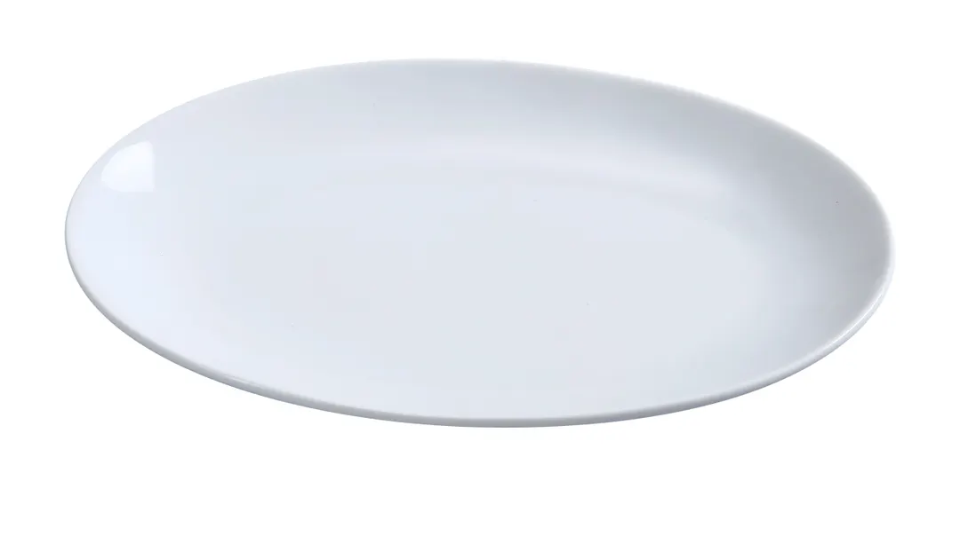 Yanco PS-8-CP - Oval Platter, 8" x 5-1/2", White Coupe Rim, Dishwasher & Microwave Safe - Dozen