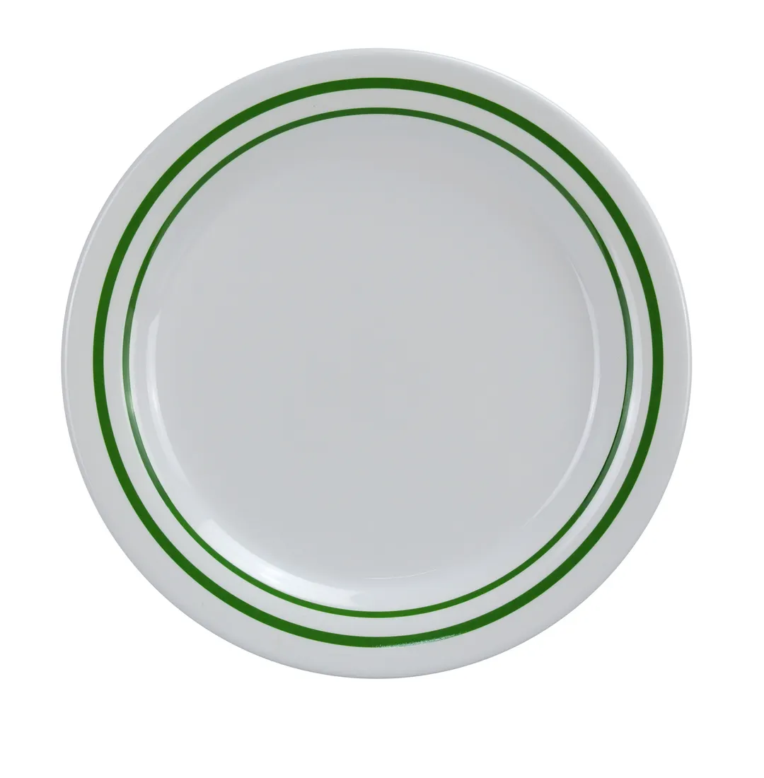 Yanco PT-106 Pine Tree Bread Plate, 6-1/2" Round Melamine, Dishwasher Safe, Green NSF Cert - Dozen