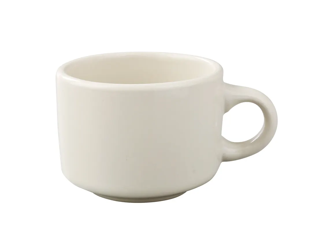 Yanco RE-23 Ceramic 7 Oz Cup, 3-1/4" x 2-1/4" H, White, Dishwasher & Microwave Safe - Dozen