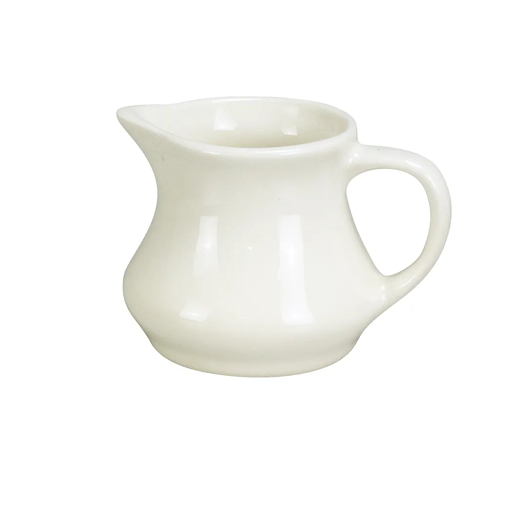 Yanco RE-4-CM Creamer Pitcher, 4-5 oz, 2-1/2" Dia x 3-1/4" H, White Porcelain Handle, Safe - Dozen