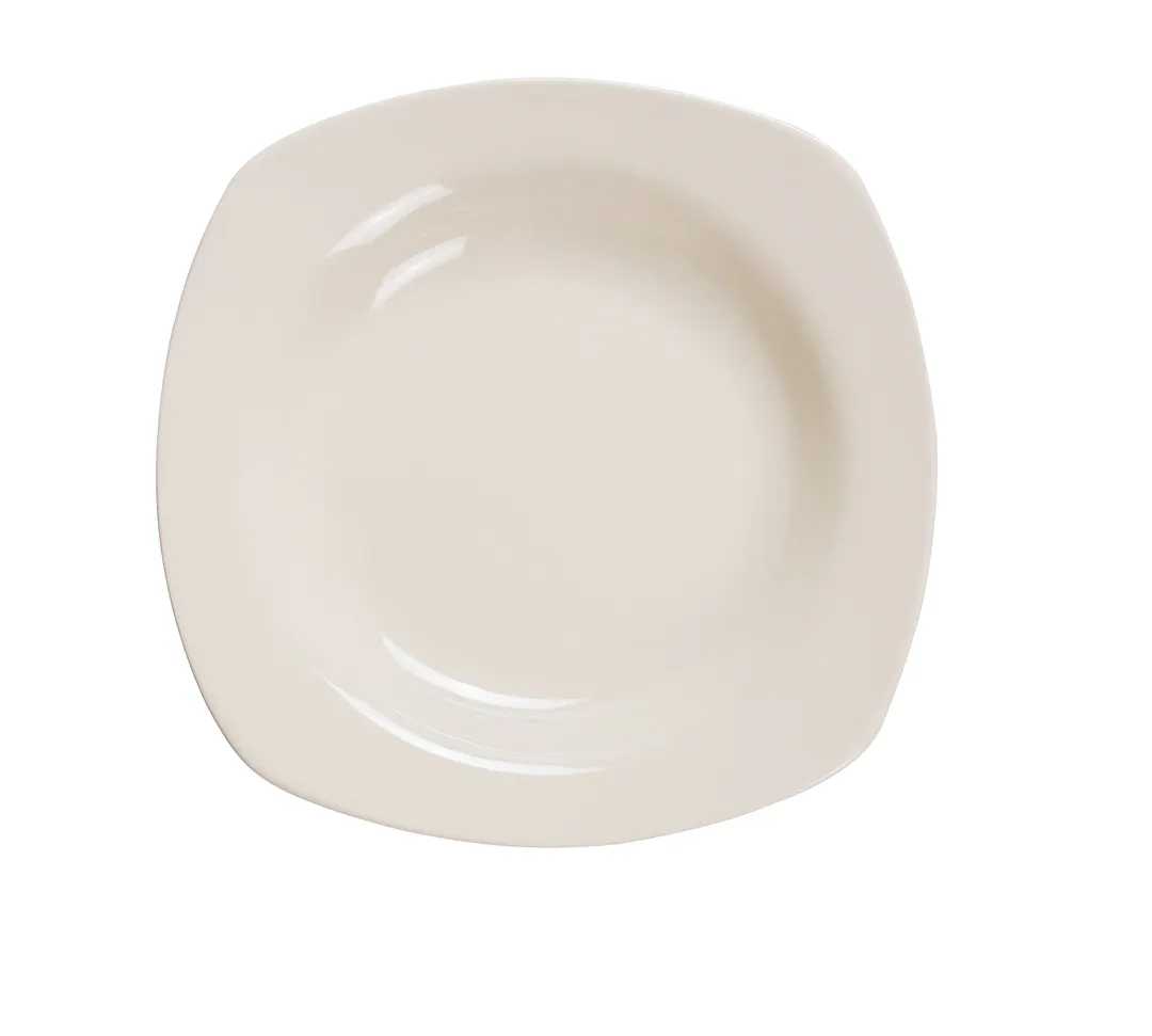 Yanco RE-511 Recovery Pasta Bowl, 22 oz (11½" × 11½" Square) White Ceramic Rolled Edge - Dozen