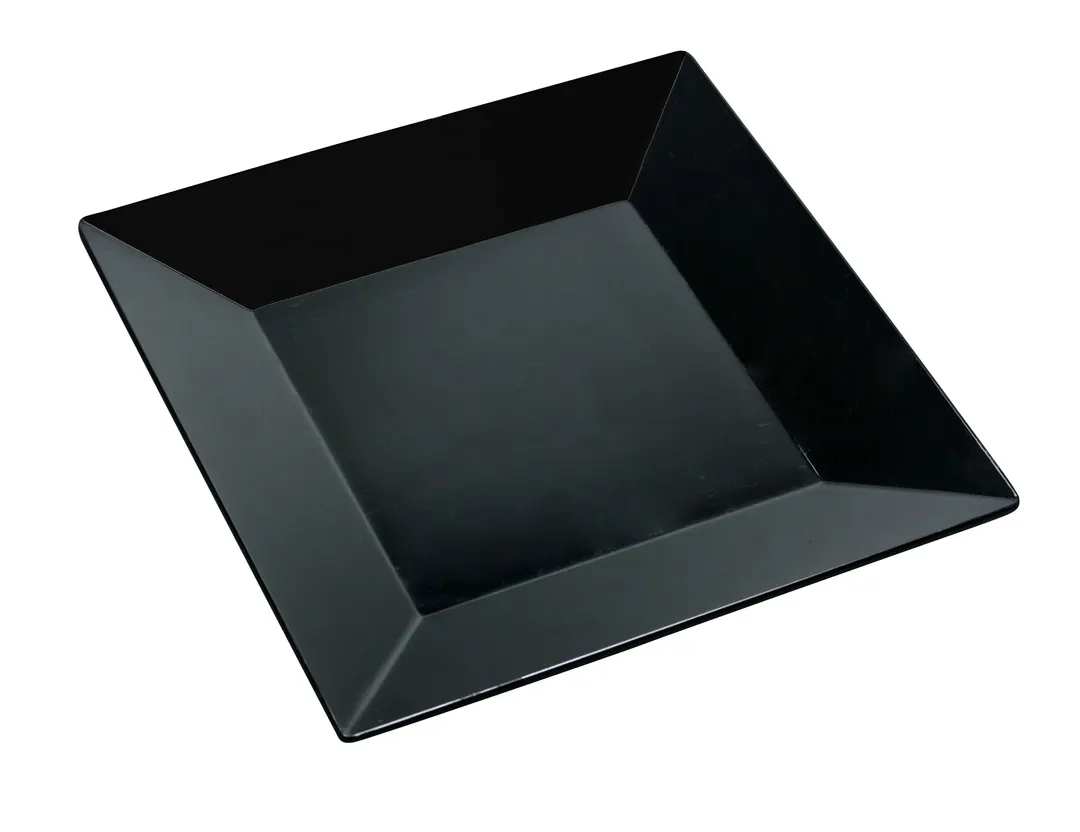 Yanco RM-110BK - Square Melamine Plate, 10" x 10", Black, Dishwasher Safe, Plastic - Dozen