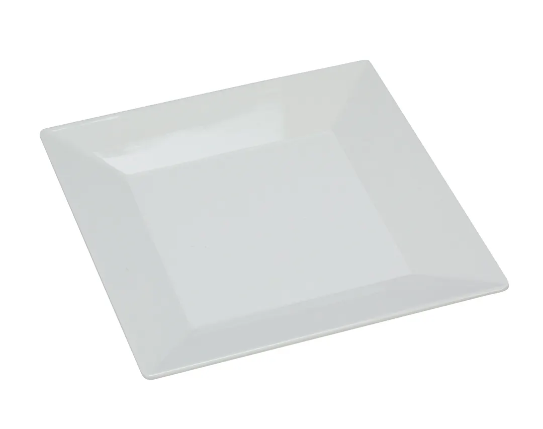 Yanco RM-112 Rome Square Plate, 12" x 12" White Melamine, Dishwasher Safe - Dozen