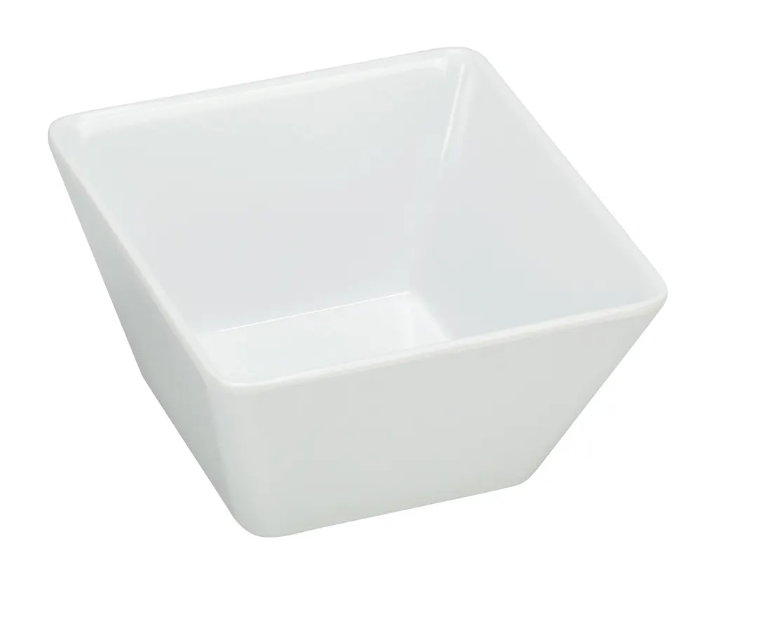 Yanco RM-404 - 10 oz White Square Melamine Bowl 3.75" L x 3.75" W x 2.5" H Dishwasher‑Safe - Dozen
