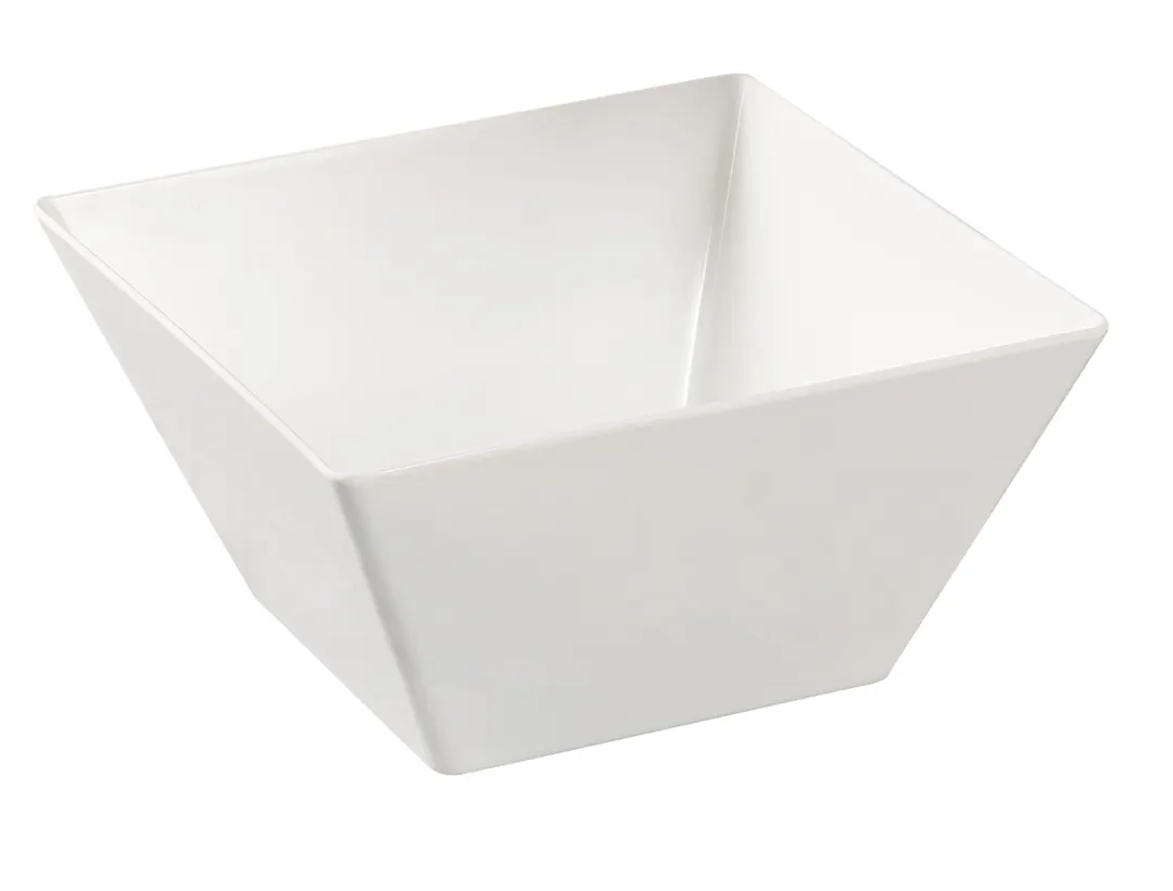 Yanco RM-405 - 18 oz Square White Melamine Bowl, 5" L x 5" W x 2-3/4" H, Dishwasher Safe, Dozen