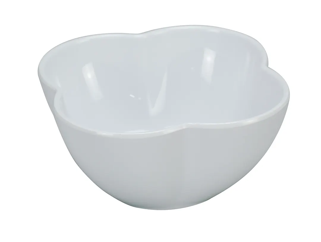 Yanco RM-406 - 6" White Melamine Plastic Bowl, 16 oz, Flower Shape - Dozen
