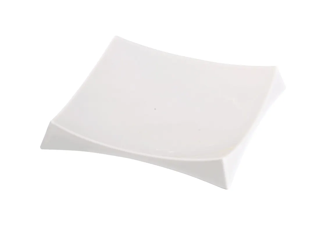 Yanco RM-4209 Sushi Plate, 8-1/2" X 8-1/2" Sq Melamine With Feet White Dishwasher Safe - Dozen
