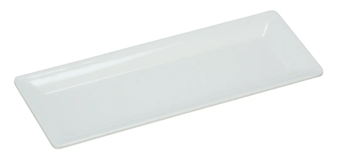 Yanco RM-4308 Rome Rectangular Plate, 9-1/4" L x 3-1/2" W, White Melamine, Dishwasher Safe - Dozen