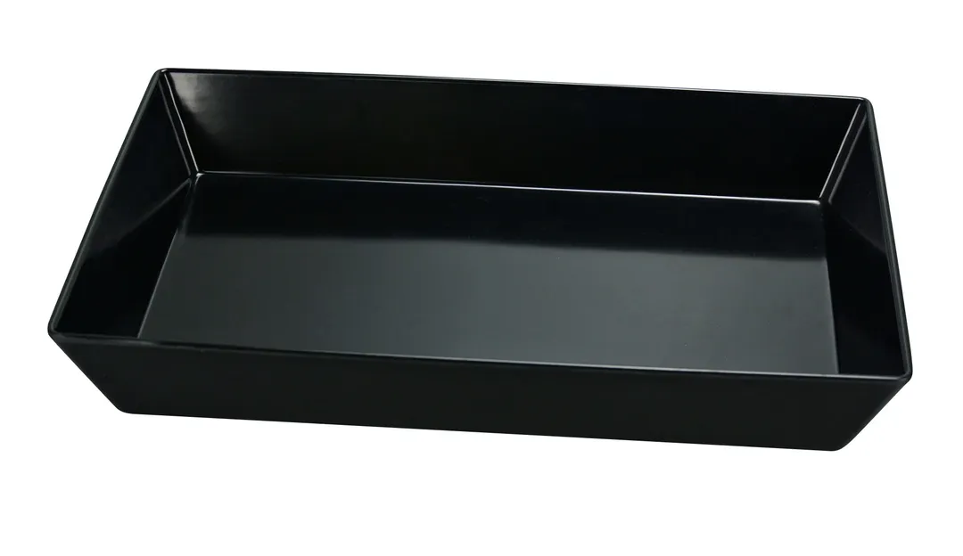 Yanco RM-618BK - Deep Rectangular Melamine Dinner Plate, Black, 17-3/4" L x 11-3/4" W x 2-1/2" H