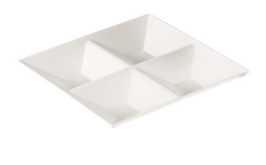 Yanco RM-822 - 11-1/2" x 11-1/2" x 1-1/2" 4-Comp Melamine Plate White, Dishwasher Safe - Dozen