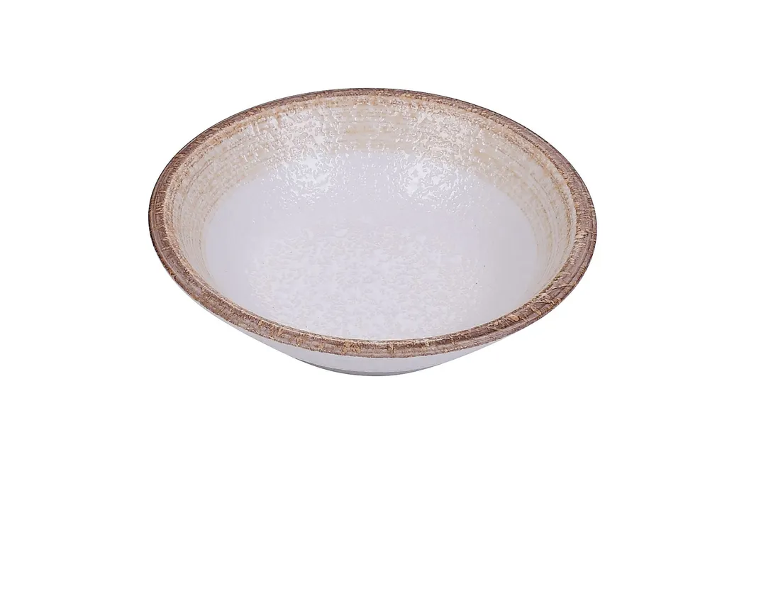 Yanco RO-2405 Fruit Bowl, 5 oz, 4" Dia x 1-1/4" H, Porcelain White/Brown, Microwave Safe - Dozen