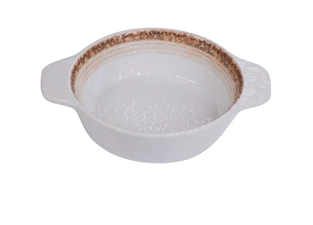 Yanco RO-2506 Rockeye-2 Baking Dish, 7 oz, 6½" L x 5" W x 1½" H, White/Brown Porcelain - Dozen
