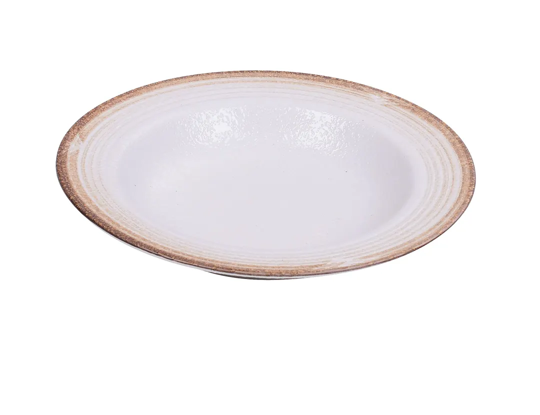 Yanco RO-2611 16 oz Pasta Bowl, 11" Diameter Round White/Brown Porcelain, Dishwasher Safe - Dozen