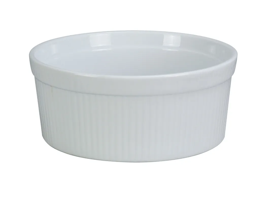 Yanco SF-164 China Soufflé Bowl, 64 Oz 8" Dia x 2-3/4" H, White Porcelain, Dishwasher Safe - Dozen