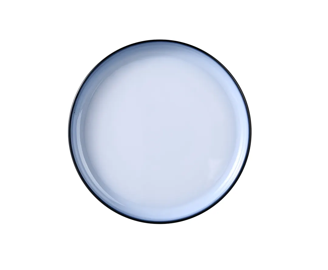 Yanco SN-109 Round Deep Plate, 8 7/8" Dia x 7/8" H, Melamine, White/Black, Dishwasher Safe - Dozen