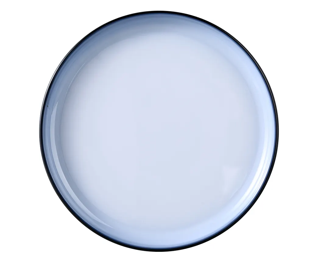 Yanco SN-112 - Deep Round Melamine Plate, 11½" Dia x 1" H, White/Black, Dishwasher Safe - Dozen