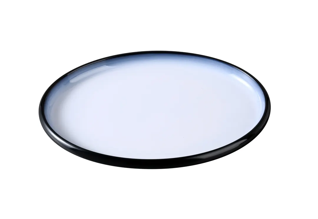 Yanco SN-212 Sentry Oval Plate 12" W x 8½" D x 1⅛" H White/Black Melamine Dishwasher‑Safe - Dozen
