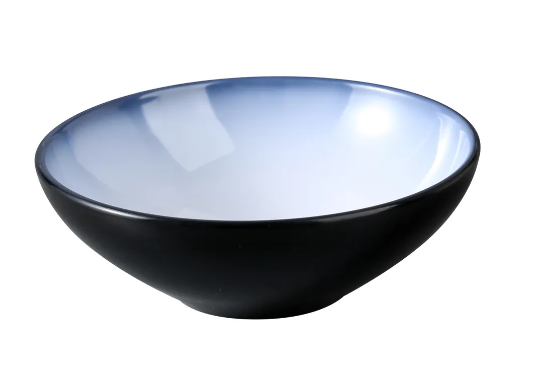 Yanco SN-305 Bowl, 9 Oz (1/2 Qt), 5 1/4" Dia x 1 7/8" H, White/Black Melamine, Durable - Dozen