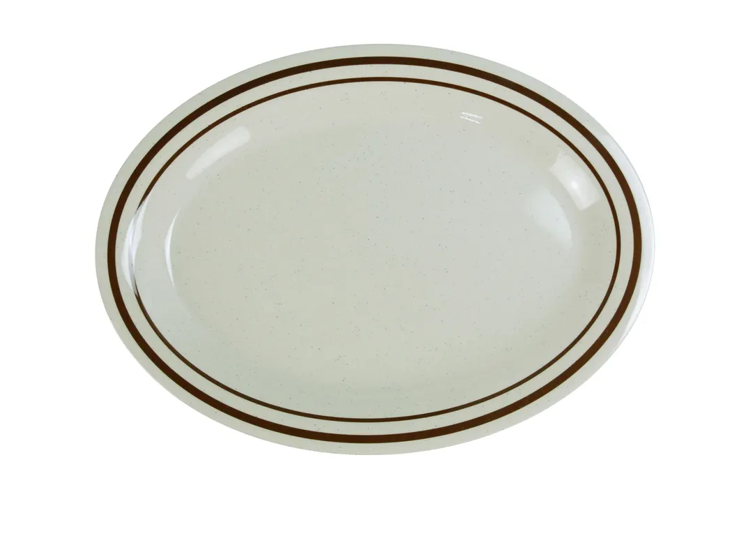 Yanco SS-216 - 16" x 12" Oval Melamine Platter, Beige, Dishwasher Safe, NSF, Heavy - Dozen
