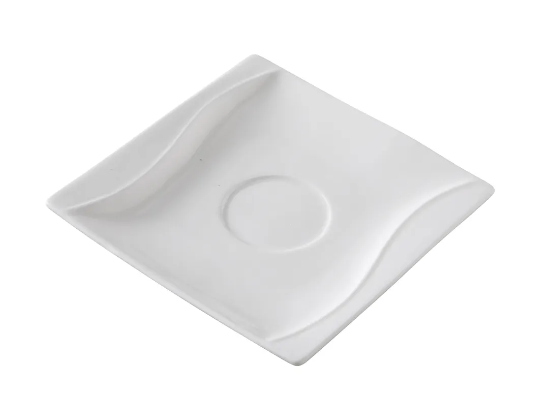 Yanco SW-002 Sea Wave Saucer, 5-1/2" x 5-1/2" White Porcelain, Dishwasher/Oven/MW Safe - Dozen