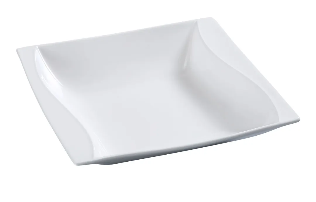 Yanco SW-304 Wave Dessert Dish, 2 oz, 3-3/4" x 3-3/4" Porcelain Bone White, Dishwasher Safe - Dozen