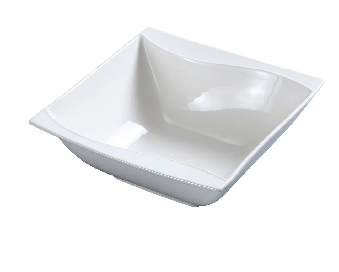 Yanco SW-504 Sea Wave Dessert Bowl, 5 Oz, 4" x 4" Square Porcelain, Bone White, Wavy Rim - Dozen
