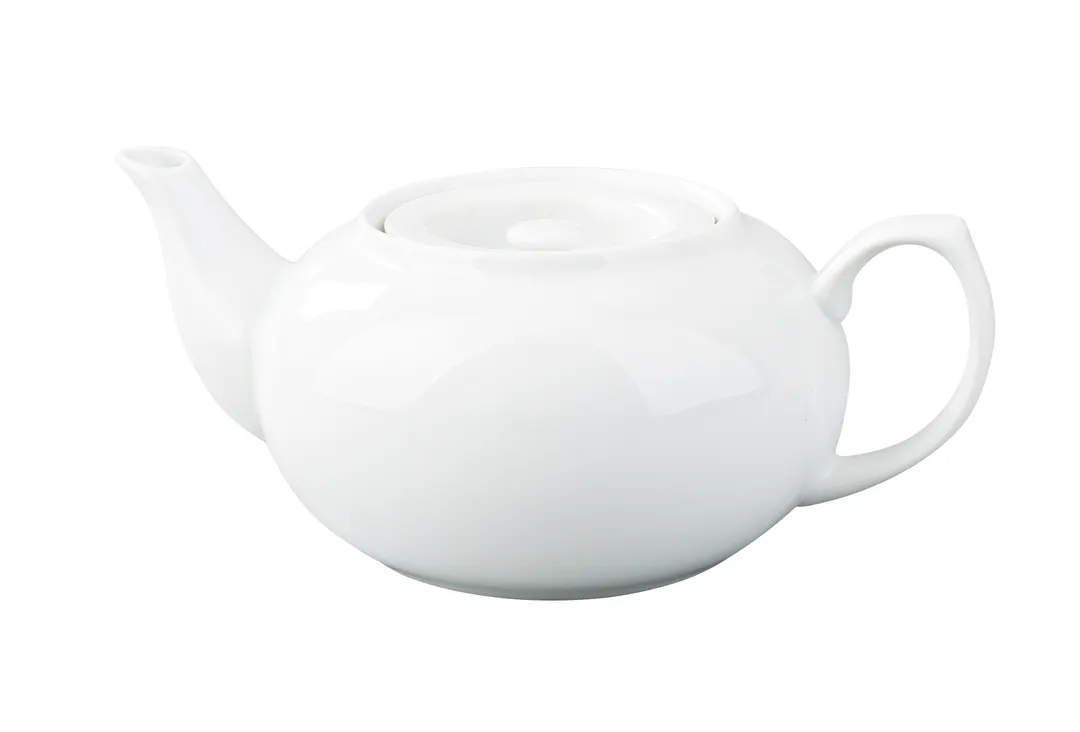 Yanco TP-2 - 24 Oz White Porcelain Coffee Pot with Flat Lid, 8-1/4" L x 5" W x 3-1/4" H - Dozen