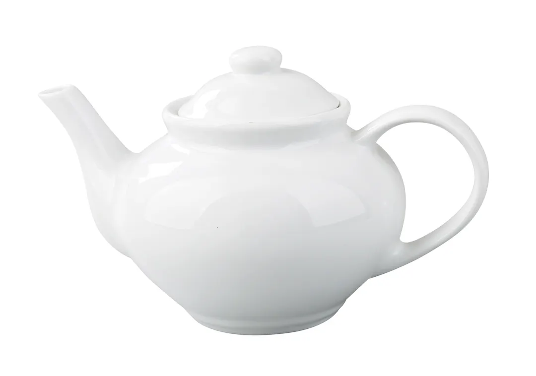 Yanco TP-3 - 40 Oz White Porcelain Coffee Pot Raised Lid, 8½"L×5½"W×4¾"H, Microwave Safe - Dozen