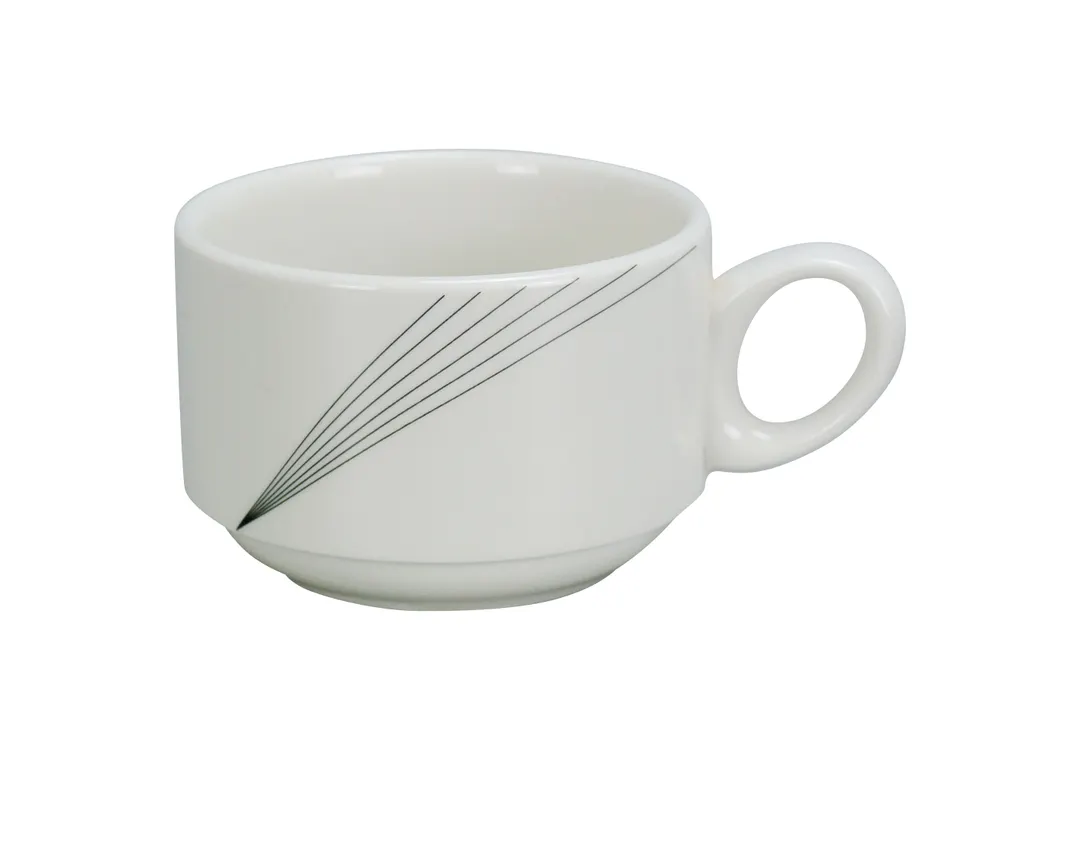 Yanco UR-001 Urban Line Porcelain Cup, 7 Oz, 3-3/8" Dia. x 3-1/2" H, Bone White, Stackable - Dozen