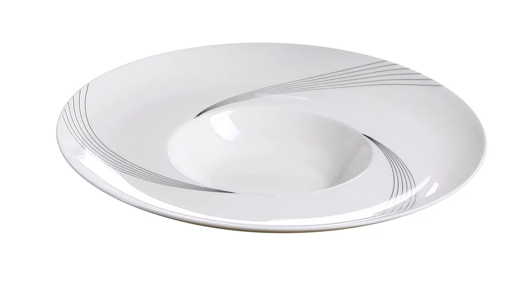 Yanco UR-612 Dessert Plate, 12" Porcelain, White, Wide-Rim Line, Dishwasher/Oven/MW Safe - Dozen