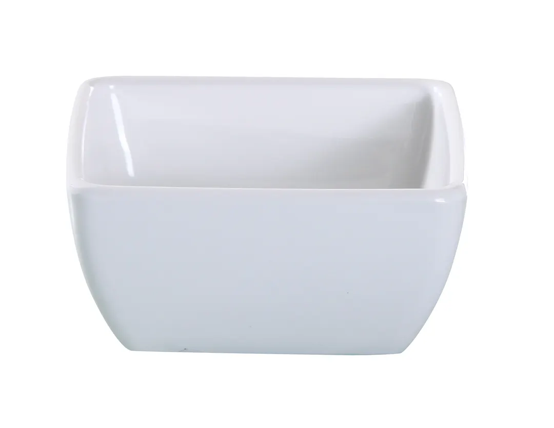 Yanco VE-004 Venice Square Plastic Bowl, 6 Oz, 3.5" x 3.5" White Melamine, Dishwasher Safe - Dozen