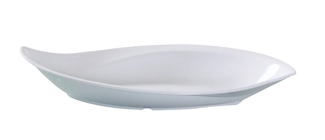 Yanco VE-519 Venice Leaf‑Shape Deep Plate, 48 Oz, 19" x 9" White Melamine