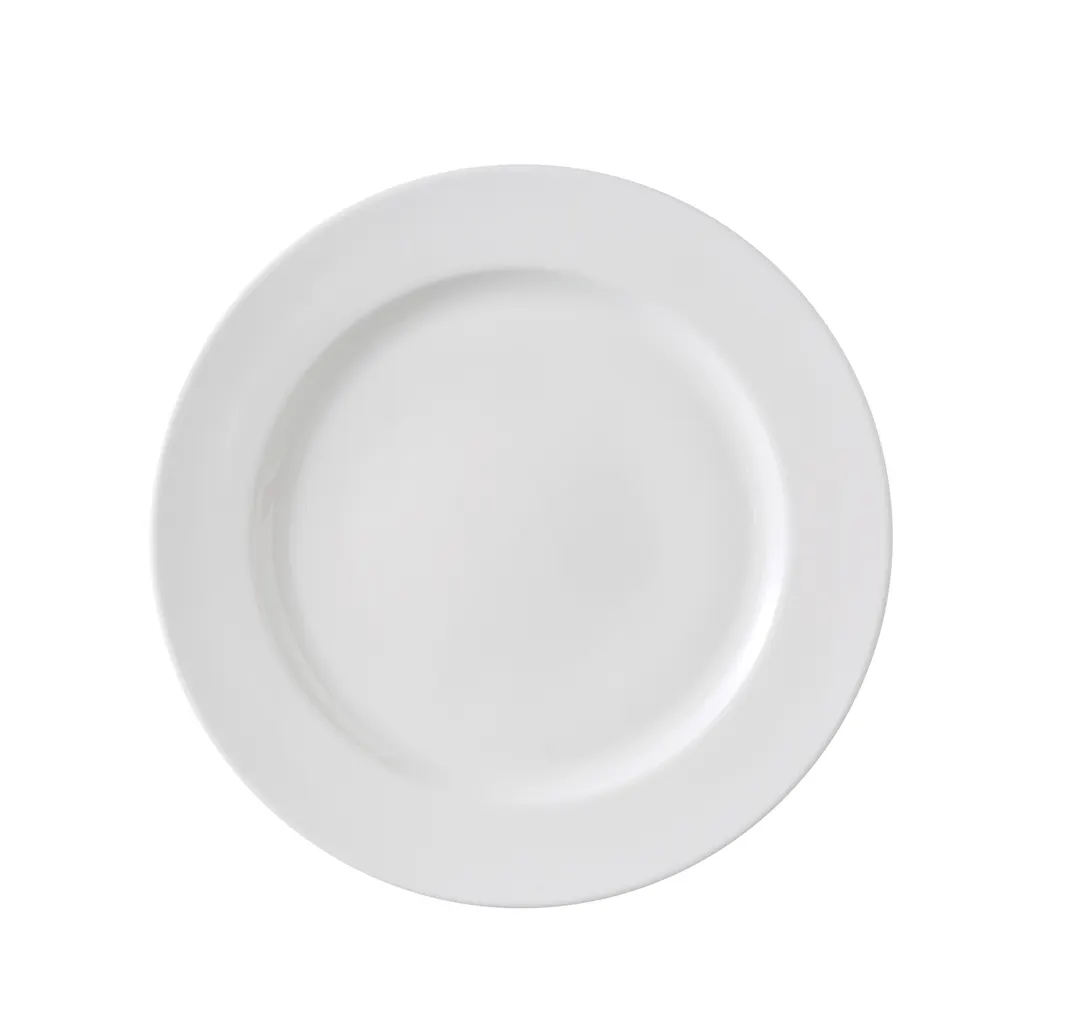 Yanco VS-111 Round China Plate, 11 1/4" Dia x 5/8" H, White Fully Glazed, Dishwasher Safe - Dozen