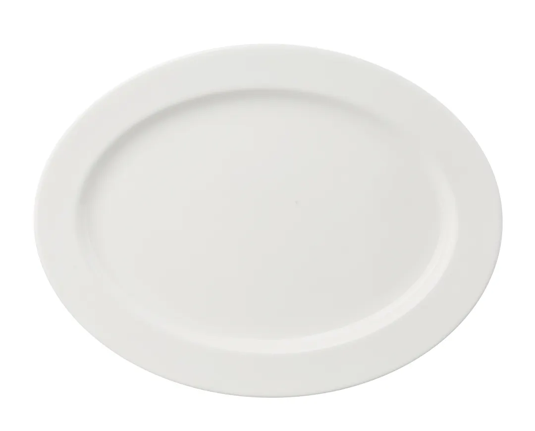 Yanco VS-215 Versailles Platter, 15.5" Dia x 10.75" H White China, Rim, Glazed Magnesia - Dozen