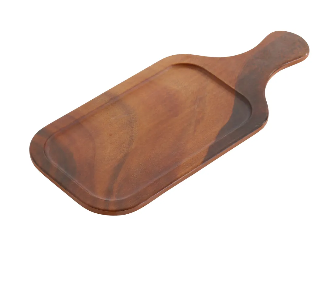 Yanco WD-1214 Rectangular Tray 14" x 5-1/2", Patterned Melamine Bamboo‑Look, Handle - Dozen