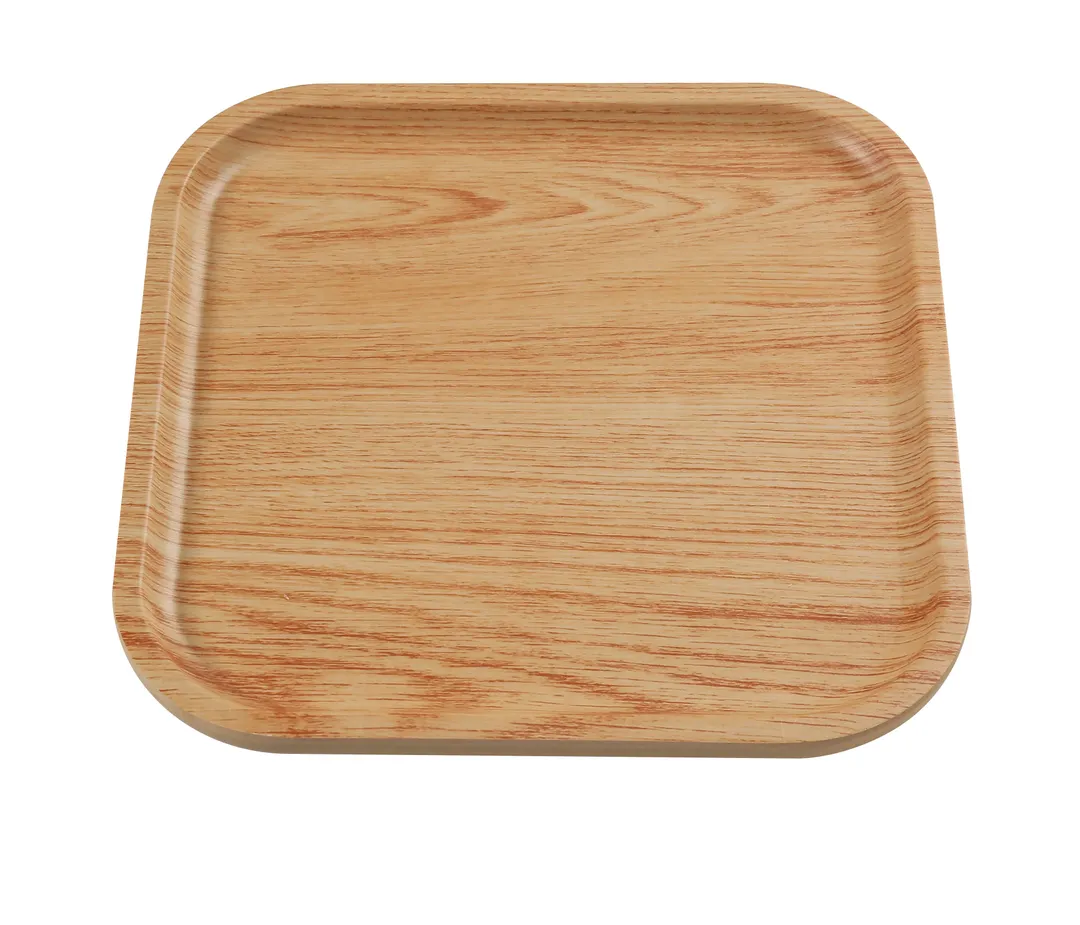 Yanco WD-2108 Square Melamine Plate 8.125" x 8.125" Golden Oak 8" Diameter - Dozen