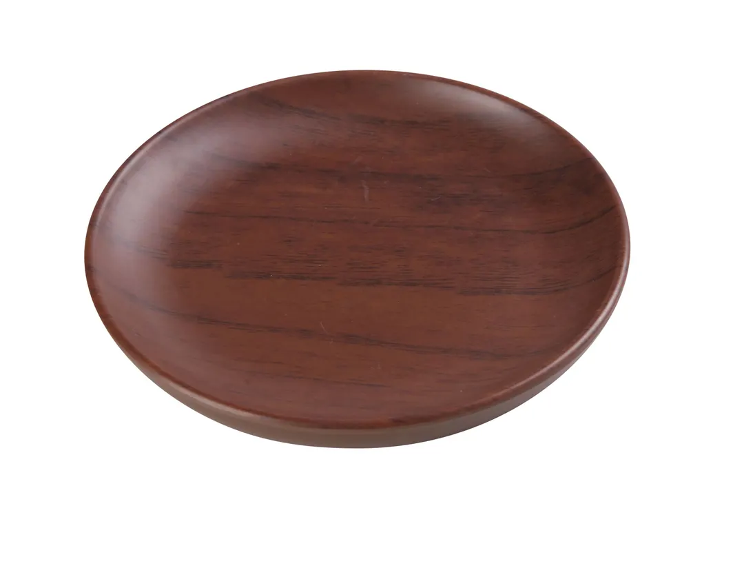 Yanco WL-106 - Woodland Plate, 6" Dia x 5/8" H Melamine, Brown Wood Grain, Dishwasher Safe - Dozen