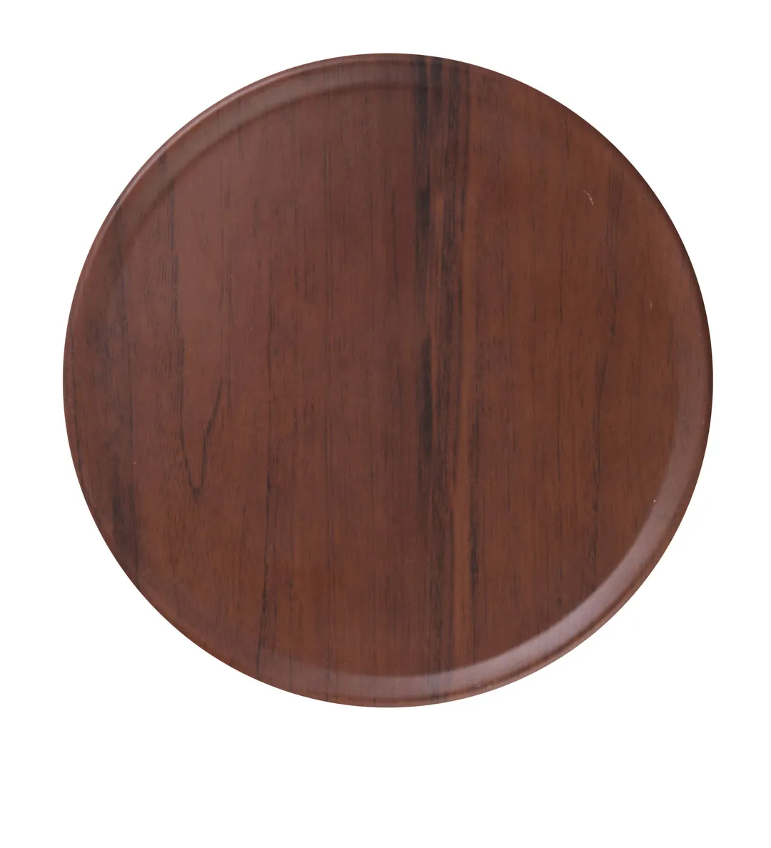 Yanco WL-1108 - 8-9" Round Melamine Plate with Wood Grain, Brown Color, Rolled Edge - Dozen