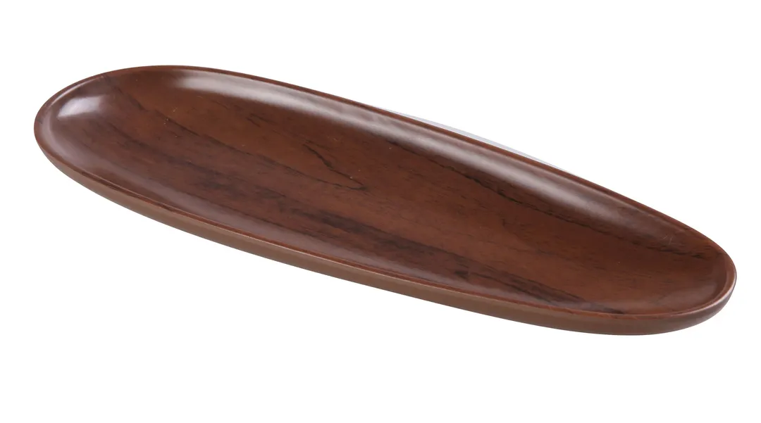 Yanco WL-216 Woodland Oval Plate 16" W x 5-3/4" D x 1-1/8" H, Rolled Edge, Melamine, Brown - Dozen