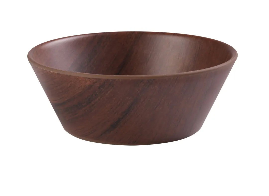 Yanco WL-506 - 6" Round Salad Bowl, 18 Oz, Brown Woodgrain Melamine, - Dozen