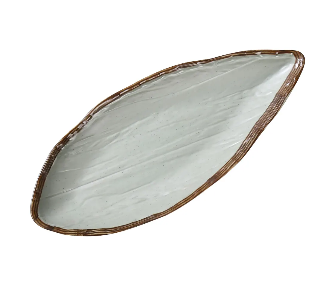 Yanco YO-2112 - Oval Melamine Plate 12" x 5-1/8" x 1-1/2", Matte Green, Safe Foot, 1 Dozen