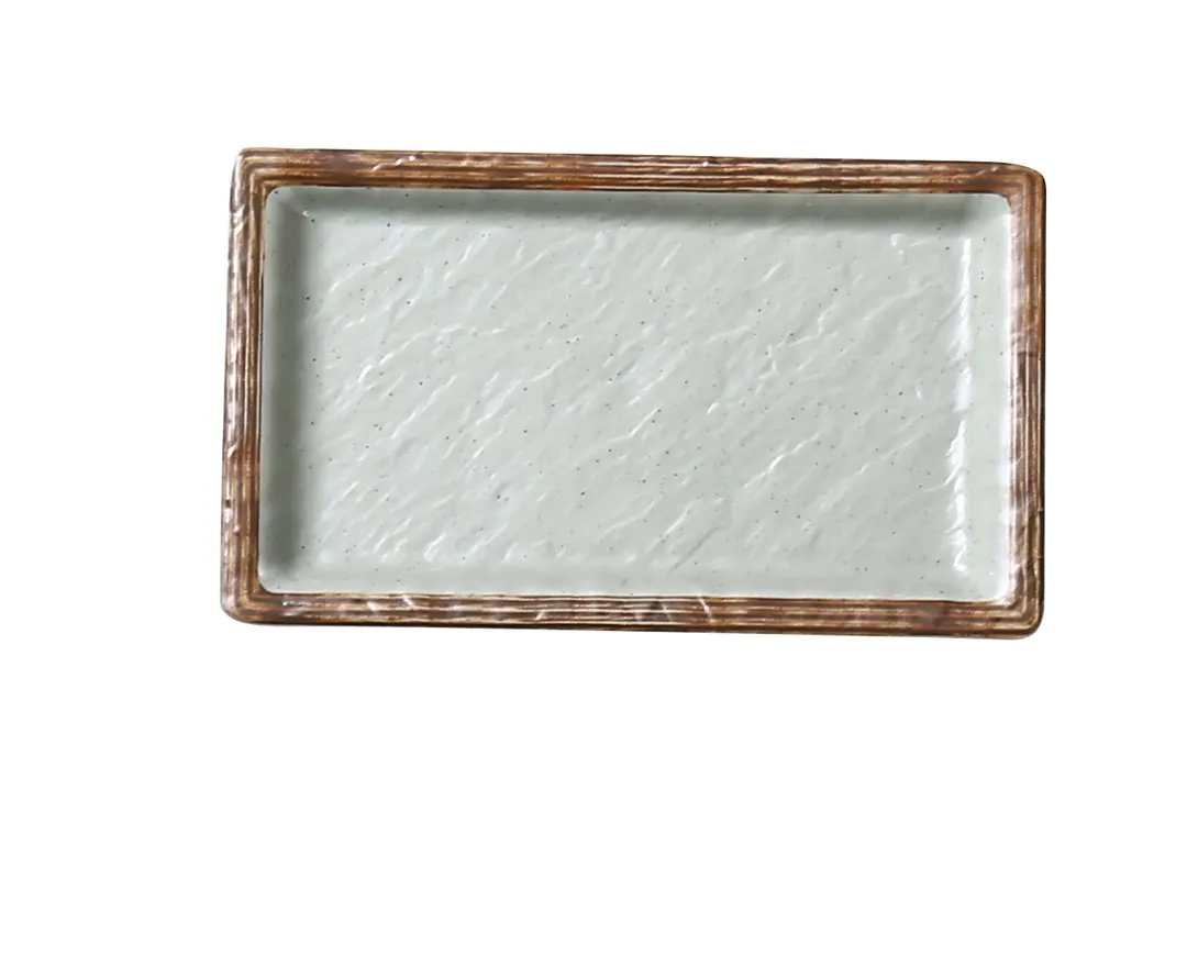 Yanco YO-3006 Sushi Plate, Deep 6-1/2" L x 3-3/4" W x 3/4" H, Melamine Matte Green - Dozen