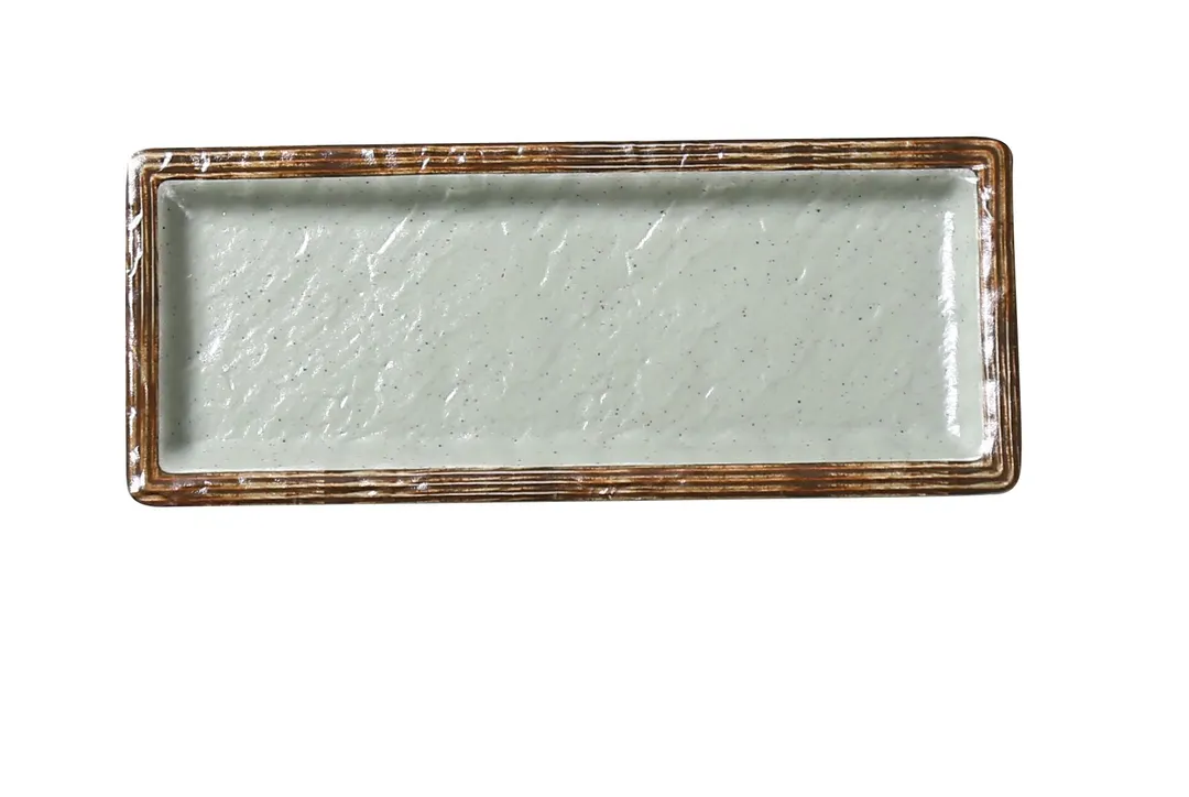 Yanco YO-3010 Sushi Plate, 9-1/2" L x 3-3/4" W x 3/4" H, Melamine, Matte Green - Dozen