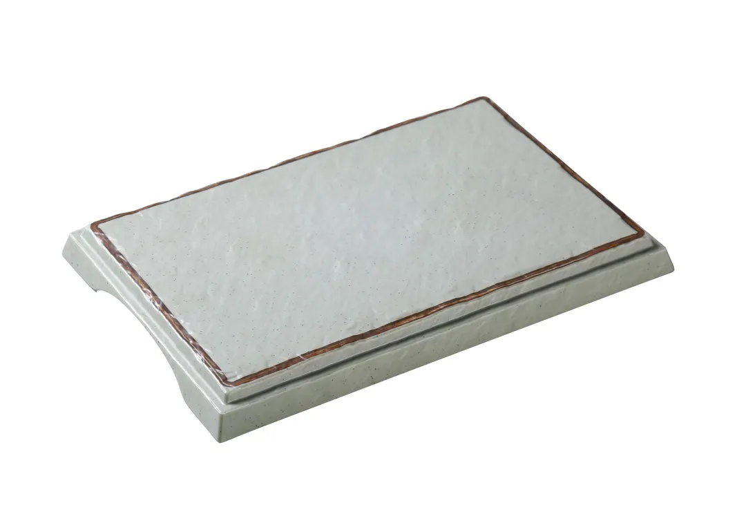 Yanco YO-4013 - Green Melamine Rectangular Plate 13-1/2" x 9-3/4" x 1-1/8" H with Foot - Dozen