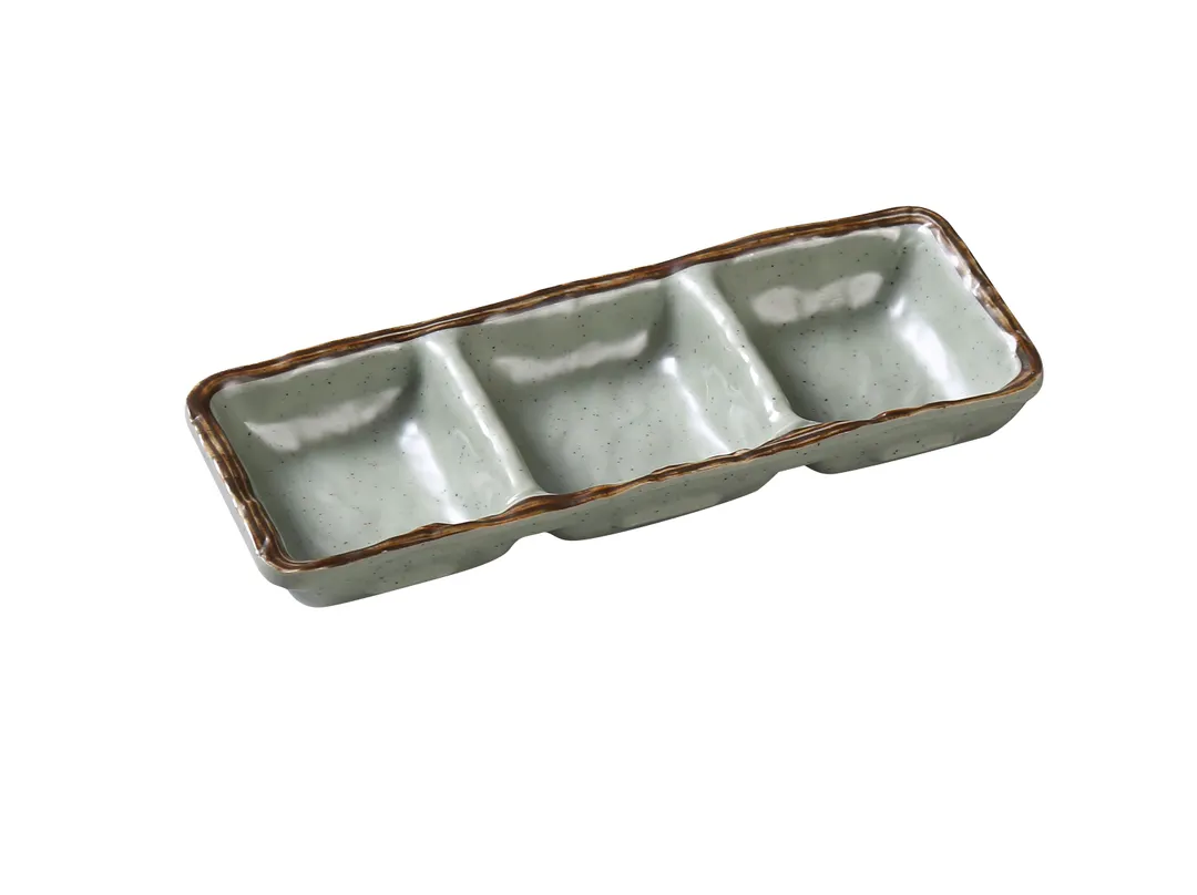 Yanco YO-9113 Sauce Dish, 8" x 2-3/4" x 3/4" Rectangular, 6 oz, Green Melamine, Dishwasher - Dozen