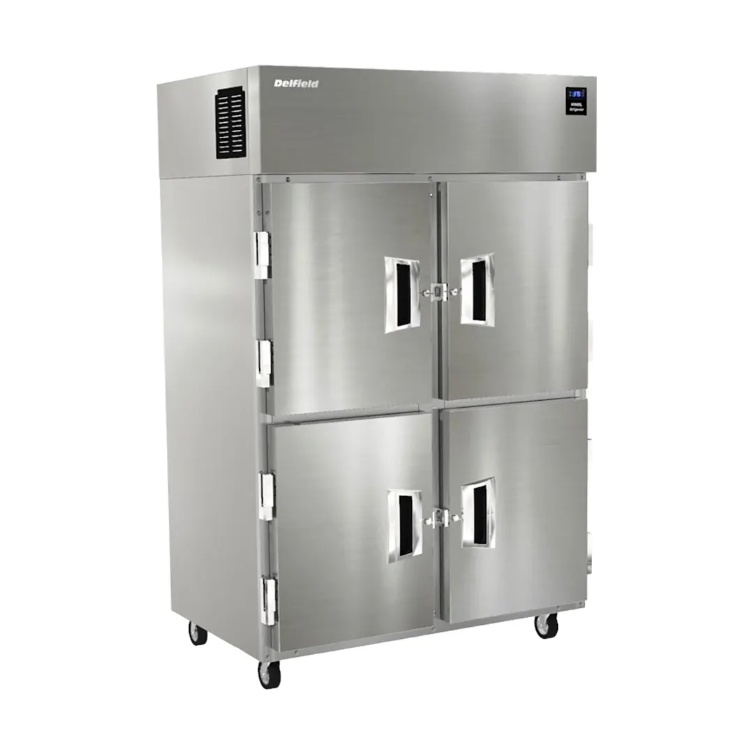 Delfield 6051XL-SH Two Section Reach-In Refrigerator w/ 4 Solid Half Doors, Top Mounted, 43.5 cu. ft.